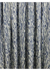 Resim Mavi Detaylı Su Yeşili Zemin Fon Perde 1/3 Sık Pile Mavi 