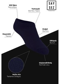 Resim Saysez Bambu Erkek Sneaker Laci Çorap Dikişsiz Görünmez Spor Bilek 4'lü Lacivert 