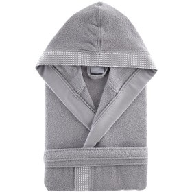 Resim Açık Gri Kapüşonlu Unisex Bornoz Açık Gri 
