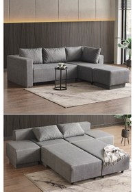 Resim Kagu Corner Poly-l Köşe Takimi-kanepe-yatak-dinlenme Gri 