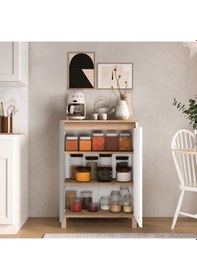 Resim Robin Home Alaska Çok Amaçlı Dolap Mutfak Kiler Erzak Banyo Dolabı 97cm Sepet-beyaz-taş Beyaz 