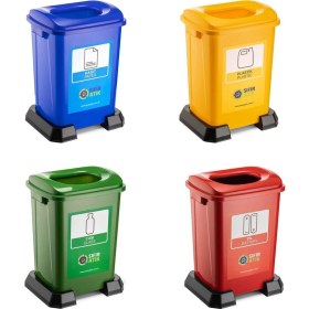 Resim Şenyayla Sıfır Atık Geri Dönüşüm Çöp Kutusu Kovası 50 lt 4'lü Set 