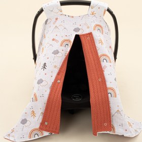 Resim Puset Örtüsü - Çift Taraflı - Kiremit Örgü - Turuncu Kuyruklu Yıldız 