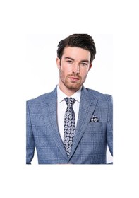Resim Wessi Ekose Slim Fit Tek Düğme Mavi Erkek Ceket Siyah 