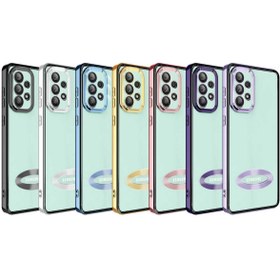 Resim Fibaks Galaxy A53 Kılıf Kamera Lens Korumalı Şeffaf Renkli Logo Gösteren Parlak Kapak 