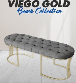Resim VİEGO GOLD GRİ-Kapitoneli Model Puf&Bench&Koltuk-Oturak-Uzun Makyaj Puff-Yatak Odası Ucu&Önü 