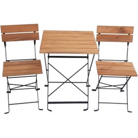 Resim Zemes Design Ahşap Katlanır Masa Sandalye Bahçe Balkon Mutfak Takımı 2 Sandalye 1 Masa Ikea Tipi Bistro Takım 