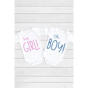 Resim Limon Unisex Bebek Beyaz Hey Girl Oh Boy 2'li Çıtçıtlı Body Takım 