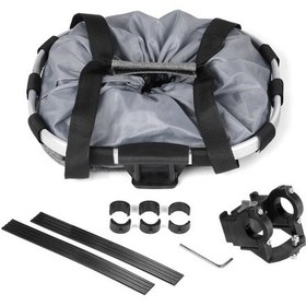 Resim Mufunye Bisiklet Çıkarılabilir Sepet Bisiklet Ön Evcil Hayvan Taşıyıcısı Tuval Ön Çanta Alüminyum Alaşımlı Çerçeve Evcil Hayvan Sepeti D Gri 