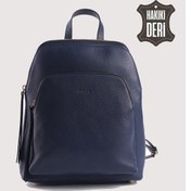Resim Hakiki Deri Kadın Sırt Çantası Lacivert Smr9209 Lacivert 
