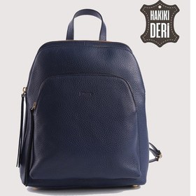 Resim Hakiki Deri Kadın Sırt Çantası Lacivert Smr9209 Lacivert 