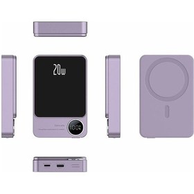 Resim 10000mah Mor Metal Ultra İnce Magsafe Manyetik Power Bank - Pd20w Çift Yönlü Hızlı Şarj Ve Kablosuz Şarj Desteği 
