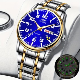Resim 1 Adet Yeni Paslanmaz Çelik Dijital Erkek Saati Takvim Hafta Gösterim Moda Trend Yaşam Seyahat Luminöz Günlük Spor İş Saati Doğum Günü Hediyesi Tatil Hediye İdeal 