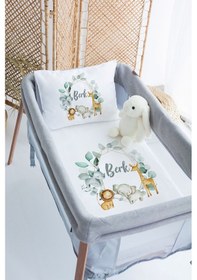 Resim Lilabio %100 Pamuk Saten İsme Özel İsimli 70x120 Park Yatak Nevresim Seti Safari-1 