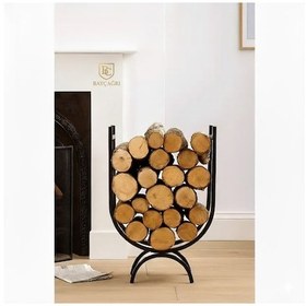 Resim Şömine İçin Odunluk Odun Standı Bağ Evi Dekoratif Şömüne Odunluğu 