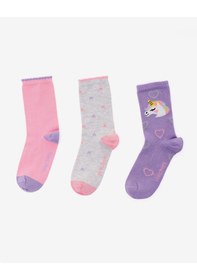 Resim Skechers 3'lü Paket Funny Feet Uzun Çorap Büyük Kız Çocuk Lila-pembe-gri Sk2520117-3474 