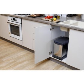 Resim P-9456 12+12 Litre Antrasit Teleskopik Raylı Paslanmaz Çöp Kovası P-9456 Antrasit - Gri 