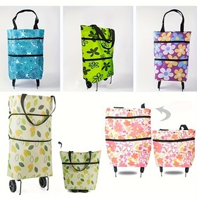 Resim 1 adet Dayanıklı Oxford Kumaş Alışveriş Arabası Çantası Tekerlekli - Katlanabilir, Yıkanabilir, Çok Fonksiyonlu Dokusuz Tote, Hafif, Taşınabilir, Su Geçirmez, Kırılmaz, Dikdörtgen Market ve Depolama Taşıma Çantası 