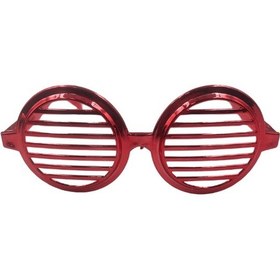 Resim Parti Gözlük Plastik Camsız Panjur Yuvarlak Şekilli Kırmızı 14x6 Cm 