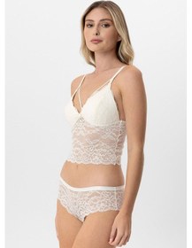 Resim Pierre Cardin Lingerie Kadın Balensiz Dantelli Pedli Sütyen Takımı Ekru 