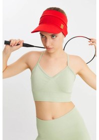 Resim Kadın Uv Korumalı Katlanabilir Üstü Açık Yumuşak Siperli Pamuklu Penye Tenis Vizör Şapka - Tek Ebat / Kırmızı Kırmızı 