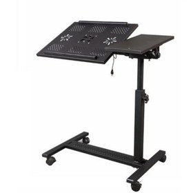 Resim Eğim Yükseklik Ayarlı Tekerlekli Fanlı Mouse Bölmeli Laptop Sehpa 