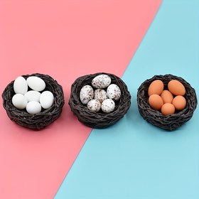 Resim 1 Set Minyatür Reçine Kuş Yuvaları Yumurtalı Dekor, Ev Dekorasyonu, Takı Yapımı ve Sanat Projeleri için DIY El Sanatları Malzemeleri - Çeşitli Kuş Evi Şekilleri, Güç Gerektirmez 
