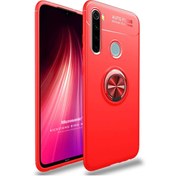 Resim Xiaomi Redmi Note 8 Kılıf Kickstand Ring Holder Kırmızı Microsonic