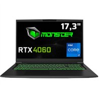 Resim Monster Tulpar T7 V20.8 i7 12700H 16GB 500GB RTX4060 Freedos 17.3 inç FHD 144Hz Dizüstü Bilgisayar Siyah 