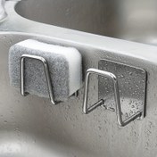 Resim 1 Adet Paslanmaz Çelik Sünger Tutucu - Matkap Gerektirmeyen Duvara Monte Mutfak Lavabo Düzenleyici, Spongeler & Küçük Araçlar için Pas Dirençli Yer Tasarruflu Tasarım, Tezgahları Temiz ve Dağınıklıksız Tutar, Alet Organizasyonu, Şık Görünüm, Güvenli Duvar Montajı 