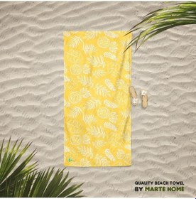 Resim Marte Home Datça - Sarı Ananas Desen Baskılı Plaj Havlusu Sarı 