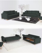 Resim Velura Home & Living Nola Koltuk Takımı 3+3 & Bazalı Yataklı Koltuk & Kanepe - Keten 