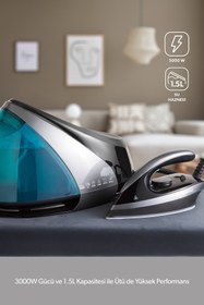 Resim HOMEND Jetsteam 1166h Buhar Kazanlı Ütü Mavi Siyah 