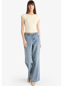 Resim Defacto Slim Fit Dar Kesim Bisiklet Yaka Basic Düz Modal Kısa Kollu Tişört F0685ax25auyl504 Sari 