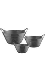 Resim 3'lü Kulplu Badya Set Gri Renk (1 Litre - 1.75 Litre - 2.75 Litre) 