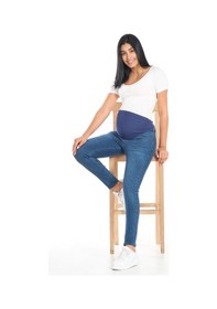 Resim Busa Hamile Skinny Dar Paça Kot Pantolon Mavi-mavi 