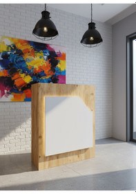 Resim Resital Ledli Karşılama Bankosu G-90 Cm Ofis Kasa Resepsiyon Masası Banko-002-6-1 