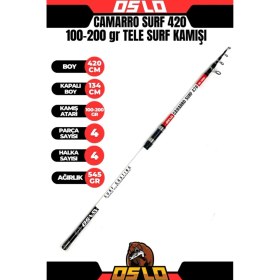 Resim Oslo Carp-X 8000 Baitrunner 420cm 100-200gr Camarro Surf Profesyonel Kıyı Olta Takımı Seti 