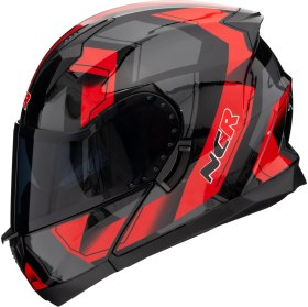 Resim NCR Icon Çene Açılır Kask Siyah Vizörlü Kırmızı Renk ABS Plastik Malzeme ile Hafif ve Şık Tasarım 