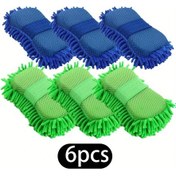 Resim Lumaworld 6pcs Chenille Mikrofiber Temizlik Süngerleri - Süper Emici Çizilmeye Dayanıklı Color A 