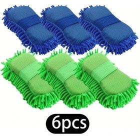 Resim Lumaworld 6pcs Chenille Mikrofiber Temizlik Süngerleri - Süper Emici Çizilmeye Dayanıklı Color A 