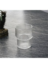 Resim Tohanaa Çizgili Cam Bardak - 280 Ml Renkli 