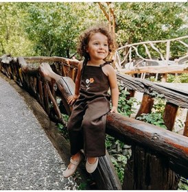 Resim Aden Kız Çocuk Salopet Tulum Kahverengi 