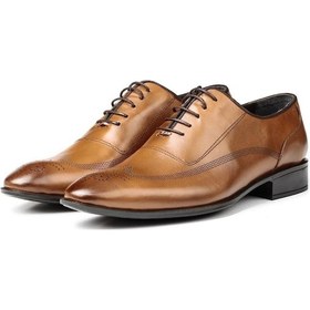 Resim Stylish Hakiki Deri Erkek Oxford Bağcıklı Klasik Ayakkabı 