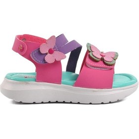 Resim Aspor Fuşya Nubuk Kız Çocuk Düz Sandalet Çok Renkli 