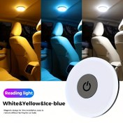 Resim 1pc Şarj Edilebilir USB LED Araba Okuma Işığı, 3 Renkli Ambient Tavan Lambası Manyetik Montaj ile, 5V Çalışma Gerilimi, 250mAh Lityum Polimer Batarya, Ön ve Arka Araç İç Işığı İçin 