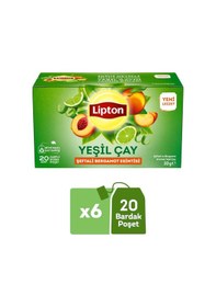 Resim Lipton Şeftali Ve Bergamot Aromalı Yeşil Çay 20li X 6 Adet 
