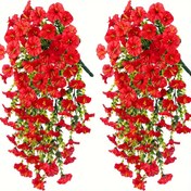 Resim 2 adet UV Dayanıklı Yapay Sabah Güneşi Asılı Buketleri ile Eukaliptüs Yaprakları - Canlı Kırmızı ve Turuncu Çiçekler, Plastik Sahte Papatya Bitkileri, Dış Mekan Bahçesi için, Tüm Mevsim Ev Dekoru, Düğün, Nişan, Tatil Kutlamaları, Dış Mekan Yapay Çiçekler | Canlı Çiçek Düzeni | Dayanıklı Dış Mekan Dekoru, Ev Dekoru için Yapay Çiçekler 