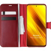 Resim Xiaomi Poco X3 Nfc Kılıf Delux Leather Wallet Kırmızı Microsonic