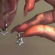 Resim Şık Yıldız Pentagram Kulak Kelepçesi Küpeler - KC Altın Kaplama Minimalist Kristalli Damlalı Küpe, El Yapımı Zarif Takılar, Galeri Açılışları, Kokteyl Partileri ve Tüm Yıl Boyu Kullanım İçin Mükemmel, Parti Aksesuarları 